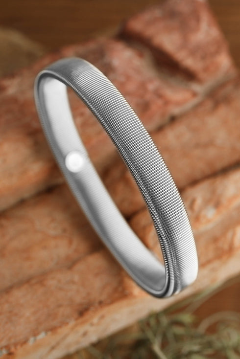 Wide Stretchy Plated Metal Rhinestone Detail Bangle Bracelet