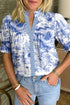 Wild Animal Paradise Striped Detail V Neck Blouse