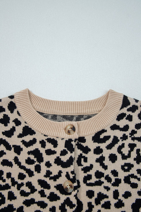 Wild Animal Pattern Button Front Knit Cardigan