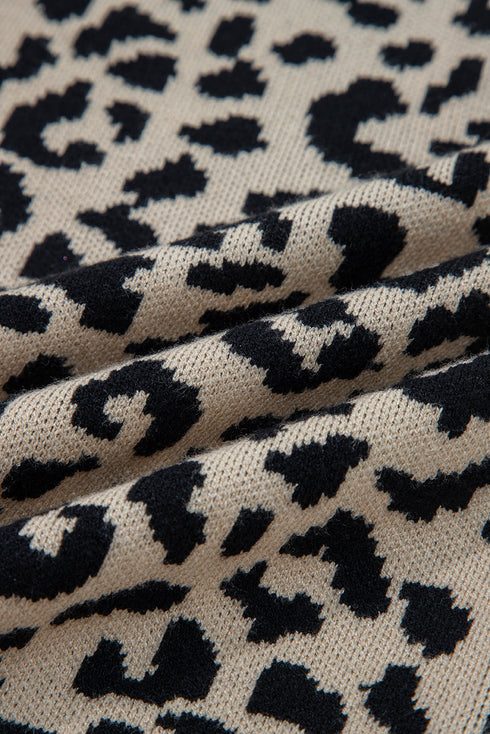 Wild Animal Pattern Button Front Knit Cardigan