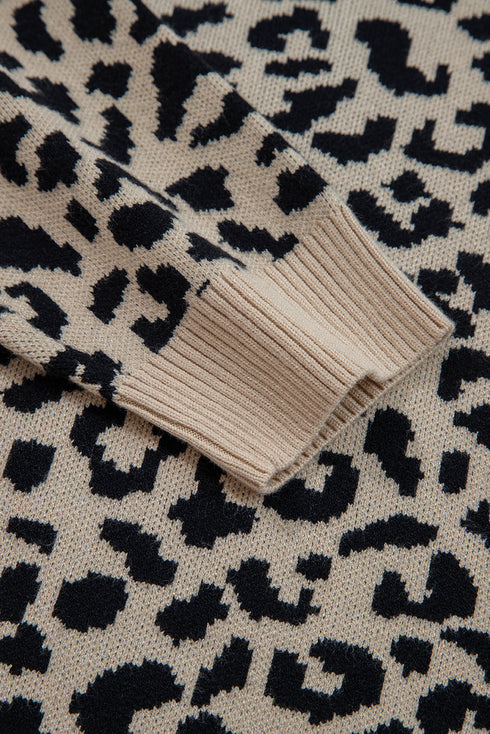 Wild Animal Pattern Button Front Knit Cardigan