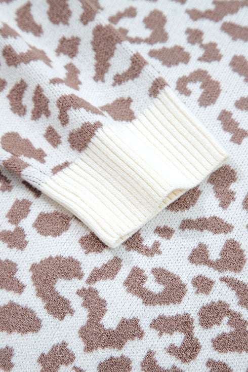 Wild Animal Pattern Button Front Knit Cardigan