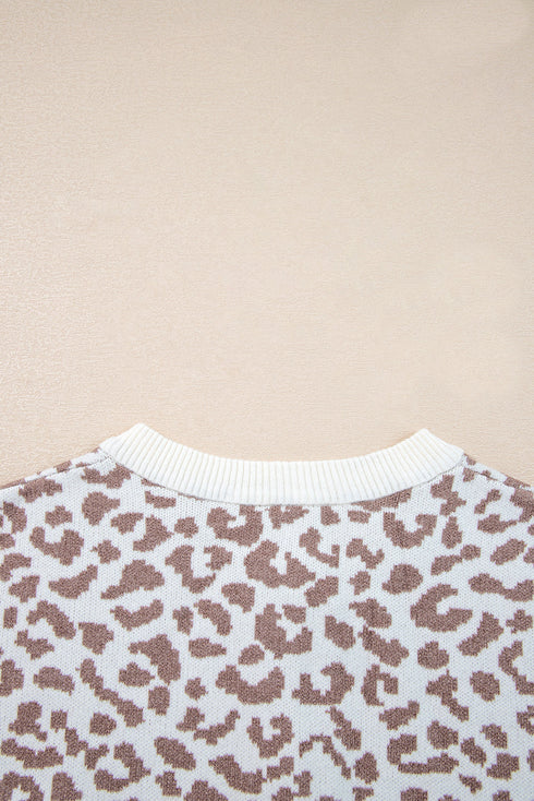 Wild Animal Pattern Button Front Knit Cardigan