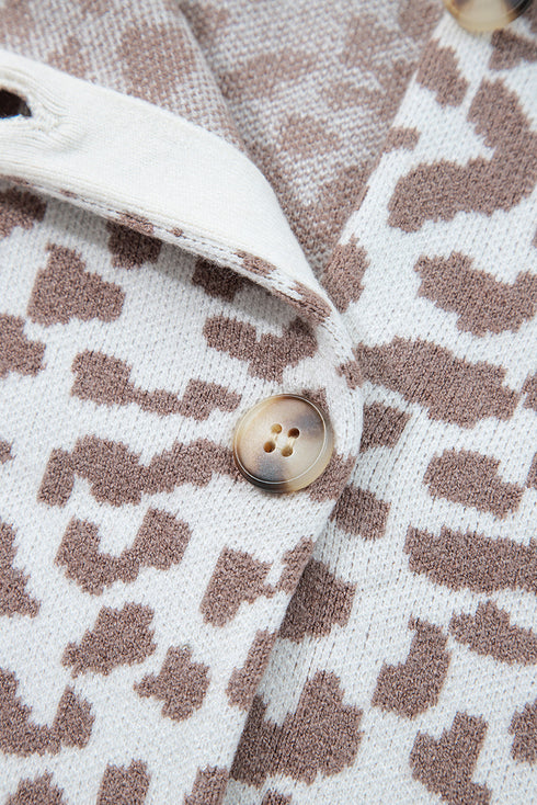 Wild Animal Pattern Button Front Knit Cardigan
