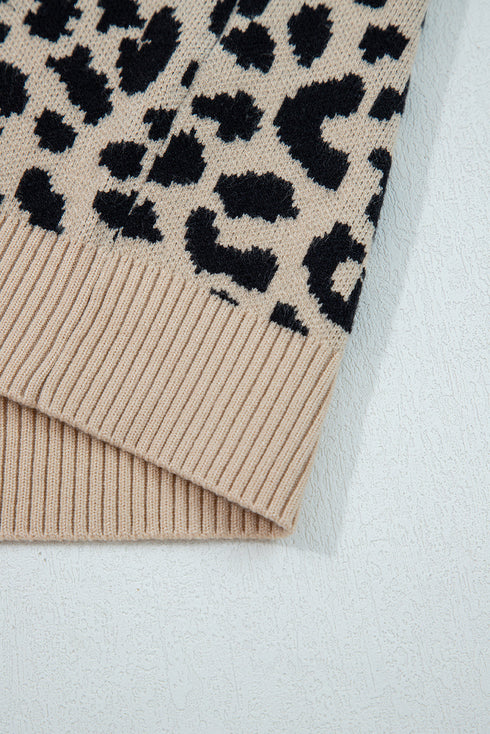 Wild Animal Pattern Button Front Knit Cardigan