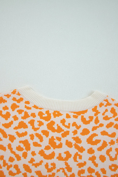 Wild Animal Pattern Button Front Knit Cardigan