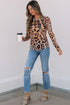 Wild Animal Pattern Sheer Mesh Long Sleeve Slim Top