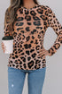 Wild Animal Pattern Sheer Mesh Long Sleeve Slim Top