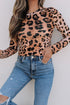 Wild Animal Pattern Sheer Mesh Long Sleeve Slim Top