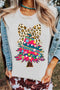 Wild Animal Print Bow Graphic Crew Neck Tee