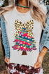 Wild Animal Print Bow Graphic Crew Neck Tee
