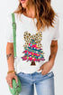 Wild Animal Print Bow Graphic Crew Neck Tee