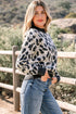 Wild Animal Print Mock Neck Knit Sweater