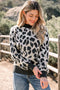 Wild Animal Print Mock Neck Knit Sweater