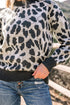 Wild Animal Print Mock Neck Knit Sweater