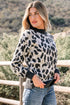 Wild Animal Print Mock Neck Knit Sweater