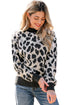 Wild Animal Print Mock Neck Knit Sweater