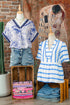 Wild Animal Print Striped Trim Short Sleeve V Neck Blouse