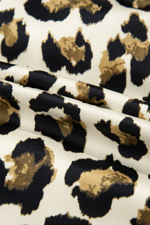 Wild Animal Print Tie Front Bubble Sleeve Peplum Blouse