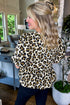 Wild Animal Print Tie Front Bubble Sleeve Peplum Blouse