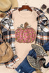 Wild Autumn Cheetah Pumpkin Print Round Neck T-Shirt