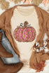 Wild Autumn Cheetah Pumpkin Print Round Neck T-Shirt