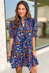 Wild Daisy Split Neck Puff Sleeve Mini Floral Dress