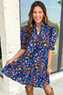 Wild Daisy Split Neck Puff Sleeve Mini Floral Dress
