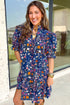 Wild Daisy Split Neck Puff Sleeve Mini Floral Dress