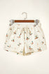 Wild Duck Mallard Print Drawstring Stretch Denim Shorts
