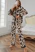 Wild Pattern Contrast Trim Button Down Sleepwear Set
