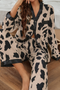 Wild Pattern Contrast Trim Button Down Sleepwear Set