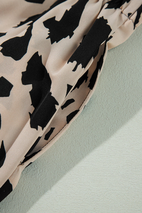 Wild Pattern Contrast Trim Button Down Sleepwear Set