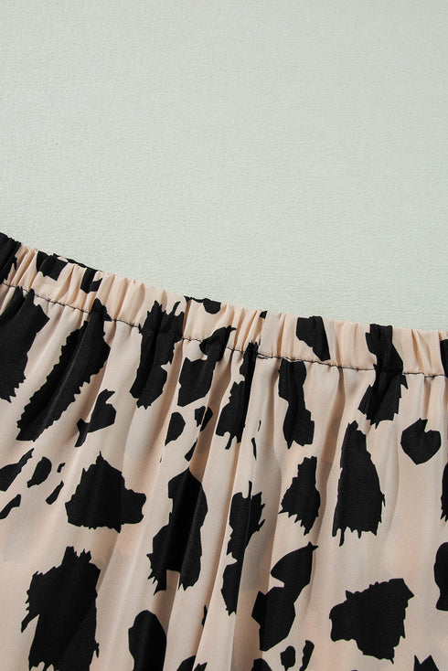 Wild Pattern Contrast Trim Button Down Sleepwear Set