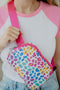 Wild Pattern Wide Strap Zippered Nylon Sling Bag