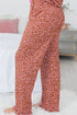 Wild Print Short Sleeve Button Down Wide Leg Pajama Set