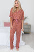 Wild Print Short Sleeve Button Down Wide Leg Pajama Set