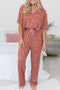 Wild Print Short Sleeve Button Down Wide Leg Pajama Set