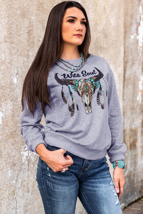 Wild Soul Western Graphic Print Drop Shoulder Pullover Sweatshirt