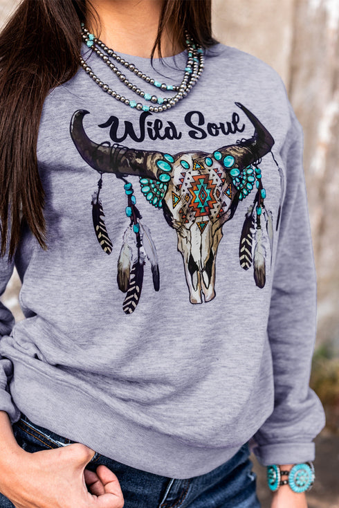 Wild Soul Western Graphic Print Drop Shoulder Pullover Sweatshirt