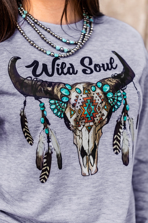 Wild Soul Western Graphic Print Drop Shoulder Pullover Sweatshirt