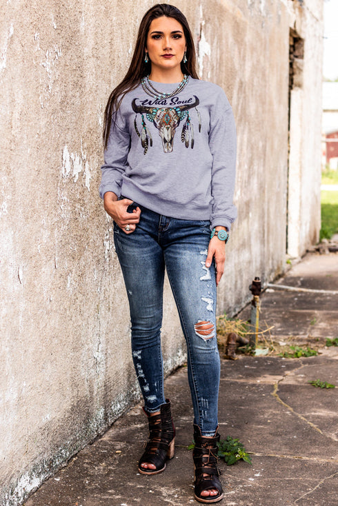 Wild Soul Western Graphic Print Drop Shoulder Pullover Sweatshirt