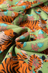 Wild Tiger And Floral Print Notched Lapel Blouse
