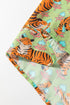 Wild Tiger And Floral Print Notched Lapel Blouse