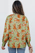 Wild Tiger And Floral Print Notched Lapel Blouse