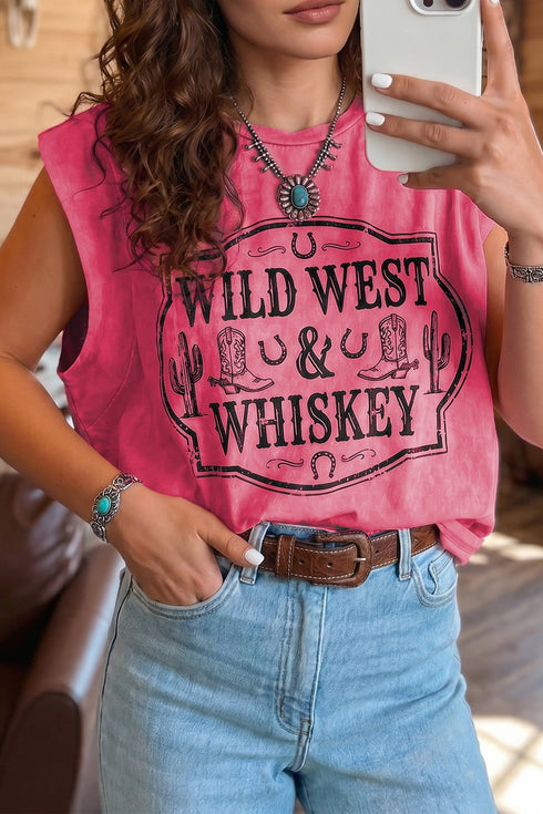 Wild West Print Sleeveless Muscle Tank Top