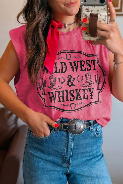 Wild West Print Sleeveless Muscle Tank Top