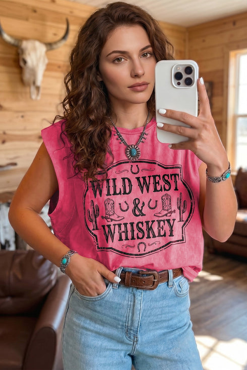 Wild West Print Sleeveless Muscle Tank Top