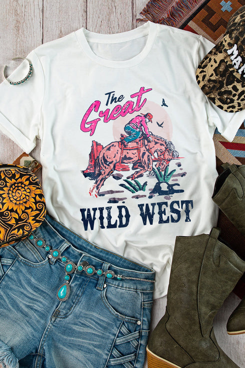 Wild West Rodeo Graphic Short Sleeve Crew Neck Tee