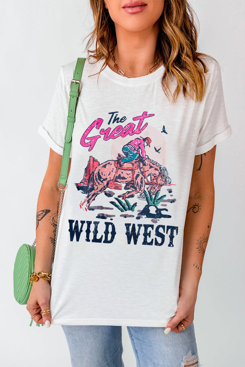 Wild West Rodeo Graphic Short Sleeve Crew Neck Tee